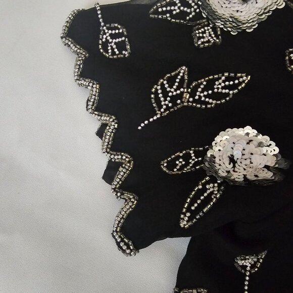 Marina By Marina Bresler Vintage Sequined & Beaded Scalloped Edge Blouse Medium - Picture 8 of 15